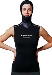 Cressi Base Layer Hood Vest Lady 2.5/5 mm, Women's Built-in Hood