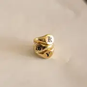 Gold Signet Ring • Initial Signet Ring • Statement Ring • Custom Initial Ring •