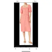 BCBGMAXAZRIA Pink Puff-Sleeve Button-Front Dress Size 4 (b38.4)