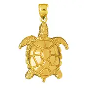 14K Gold Sea Turtle Sealife Pendant