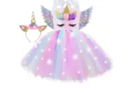 ZeroStage Sequin LED Light Unicorn Costume for Girl Birthday Decorations B92P9