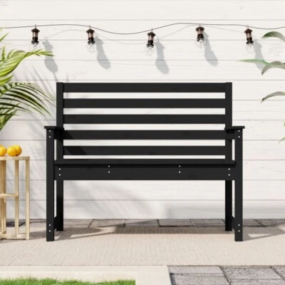 Pine Elegance: Black Stained Garden Bench