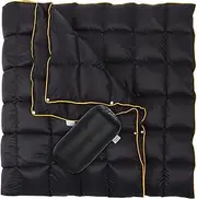 Lvkiss Down Camping Blanket - Ultra Lightweight, 100% Duck Down Insulation, Water-Resistant & Portable, Perfect for Hiking, Backpacking, and Outdoor Survival (Black, 57.1" x 72.8")
