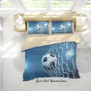 3D Blue Football Soccer Goal Quilt Cover Set Bedding Set Duvet Cover Pillowcases SF20