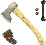 Mastiff Gears® Wooden Handle Hatchet, Camping Axe, Wood Splitting Axe for Camping, bushcraft, Hunting, Survival Enthusiast (Orcish Axe)