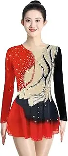 [Zagitova] Ice Figure Skating Dress for Girls Patchwork Breathable Women Long Sleeve Competition Dance Outfits Rhinestone