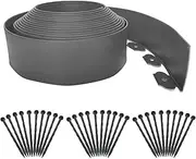 Homodoskey Flexible Garden Edging Borders 33FT,Landscape Edging [Extra Tall 4IN High] Mini Plastic Fence with 30pcs Stakes,Lawn Edging Kit No Dig for Yard Flowerbeds,Grass (Gray)