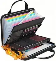 Expanding File Folder,Accordion Folder Fireproof File Organizer | Important Document Storage, Fire Safe Bag Multi Pockets with Handle & Labels for Letter A4 Paper