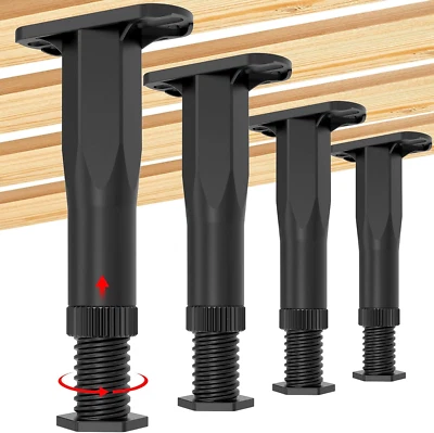 4PCS Adjustable Bed Frame Support Legs (5.1"-8.3"), Frame Center Slats Heavy Sup
