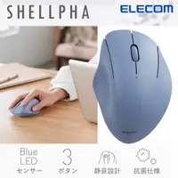 在飛比找PChome24h購物優惠-ELECOM Shellpha無線3鍵滑鼠(靜音)-藍