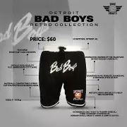 Detroit Bad Boys Shorts, Detroit Pistons Shorts, NBA Basketball Shorts