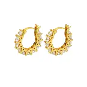 Nevenka Fashion Zircon Laciness Hoop Earrings For Womens-Gold