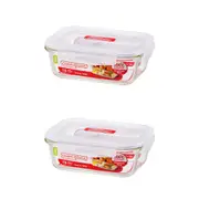 2x Locknlock 630ml Euro Rectangle Borosilicate Glass Food Container w/ Lid Clear