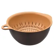 Kitchen Strainer Colander Bowl Set Large Double Layer Drain Basin Basket Brown
