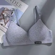 Plain Label Applique Ribbed Wireless Bra Dark Gray - 34/75AB
