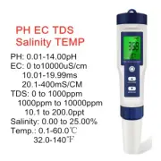 5 in 1 PH Meter Water Quality Tester Digital TDS EC PH Salinity Temperature Mete