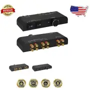 2 Way Speaker Selector with Volume Control in Compact Non-Slip Metal Box - Black