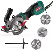 Electric Circular Saw, HYCHIKA 6.2A Mini Circular Saw with 3 Blades4-1/2”, Hand