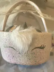 Justice Unicorn Basket. White Sparkle. Pink Inside. New With Tag. EASTER IS SOON