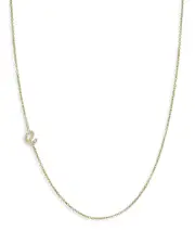 Zoe Lev 14K Yellow Gold Diamond Script Initial Asymmetrical Necklace, 16-18