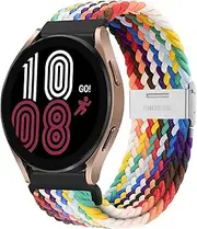 Braided Solo Loop Compatible for Galaxy Watch 5 40mm 44mm/5 Pro 45mm/4 40mm 44mm/4 Classic 42mm 46mm /Gear S3 Frontier/S3 Classic, Braided Nylon Elastic Band Women Men Fabric Stretchy Bracelet Strap