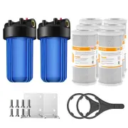 2Pack 10 Inch Whole House Water Filter Housing Filtration System &6P CTO Carbon