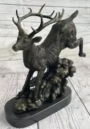 Bugatti Hot Cast Stag Buck Deer Cabin Lodge Decor Bronze Sculpture Figurine