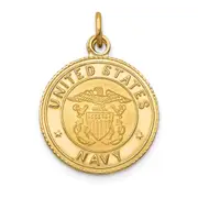 14k Yellow Gold U.S. NAVY Insignia Disc Pendant