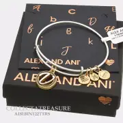 Authentic Alex and Ani Two Tone V Expandable Rafaelian Silver Charm Bangle