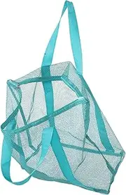 [IWOWHERO] Large Capacity Mesh Beach Bag Transparent Foldable Tote for Family Travel Shopping Durable Beach Organizer Holder for Vacation Use