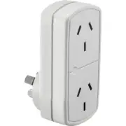 10A Twin/Double Mains Power Adaptor/Adapter Vertical Powerpoint Wall Plug White