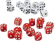 rockible Set of 100 12mm D6 Dice Plastic Six Sided Dice for RPG White & Red