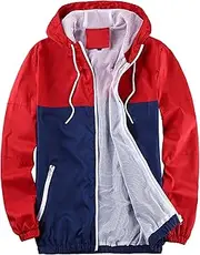 [JEShifangjiusu] Men'S Full Zip Windbreaker Jacket Lightweight Water-Resistant Waterproof Coat Casual Breathable Bomber Jacket