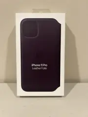 Apple iPhone 11 Pro Genuine Original Leather Folio Case Cover Purple Aubergine