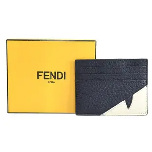 FENDI 7M0164 品牌小怪獸牛皮名片信用卡夾.深藍