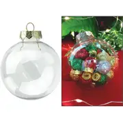 Clear Plastic Fillable Bauble With Gold Cap 8cm