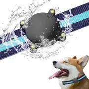 Aircawin IPX8 Waterproof Airtag Dog Collar Holder,Durable Airtag Holder Case,Full Protective Anti-Scratch Anti-Chew Hard PC Dog&Cat Collars Mount Airtag Case Cover for Apple Airtag-Black