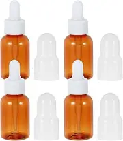 Gatuida Essential Oil Dropper Bottle, 4pcs 35ml Amber Sample Dropper Vials, Perfume Vials Liquid Cosmetic Containers Eye Dropper Bottles with Lids for Travel