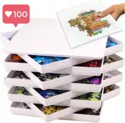 Jigsaw Puzzle Organizer Set: 8 Puzzle Sorting Trays + Lids, Up to 1000 Pieces