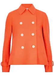 Harris Wharf London Double-breasted Wool pea Coat - Coral - IT44 (UK12 / M) IT44 (UK12 / M)