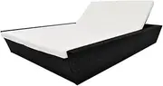 Outdoor Lounge Bed with Cushion Poly Rattan Black Garden Beds