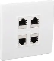 Ethernet Wall Plate, 4 Port Cat 6 Female to Female Wall Jack, Wall Plate Outlet, 86x86mm, for CAT5 CAT5E CAT6 CAT6A