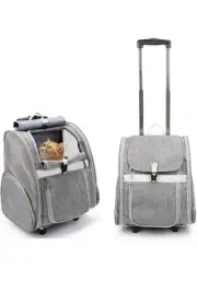 Lollimeow Pet Rolling Carrier, Dog/Cat Backpack With Wheels