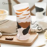 在飛比找蝦皮購物優惠-300ml馬克杯耐熱玻璃貓杯虎爪辦公磨砂貓爪創意牛奶咖啡杯可