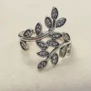 NEW AUTHENTIC PANDORA SPARKLING LEAVES RING 190921CZ MULTIPLE SZ W HINGED BOX