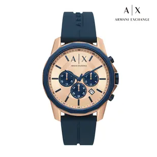 Armani Exchange Hampton 漢普頓三眼計時手錶 藍色矽膠錶帶 44MM AX1730