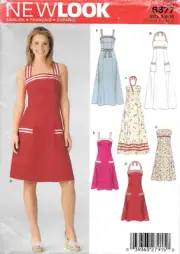 Uncut New Look Sewing Pattern 6377 Misses Halter Shoulder Strap Dress Sizes 6-16