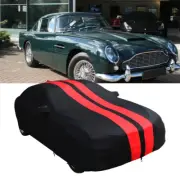 For Aston Martin DB5 V8 V12 Car Cover Satin Stretch Dust Proof Indoor Red-Strip