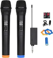 Cordless Microphone | Double Cordless Dynamic Mics - Rechargeable Cordless Dynamic Mics, Portable Audio Microphones with Built-in Sound Card for Mixer, Audio Interface