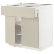 METOD / MAXIMERA base cabinet with drawer/2 doors, white/Havstorp beige, 80x60x80 cm